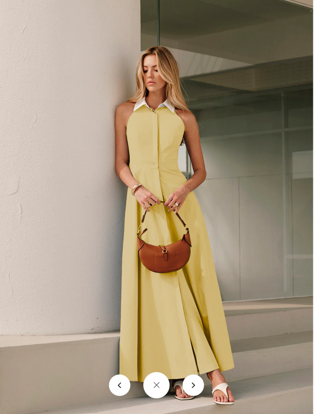 Commense Button Sleeveless Collar Dress Sz S